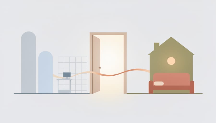 COPD patient at home near an open front door with sunlight symbolizing transition from hospital to home